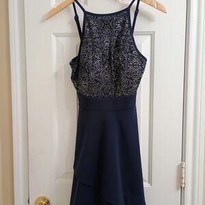 Elegant Navy Lace Dress